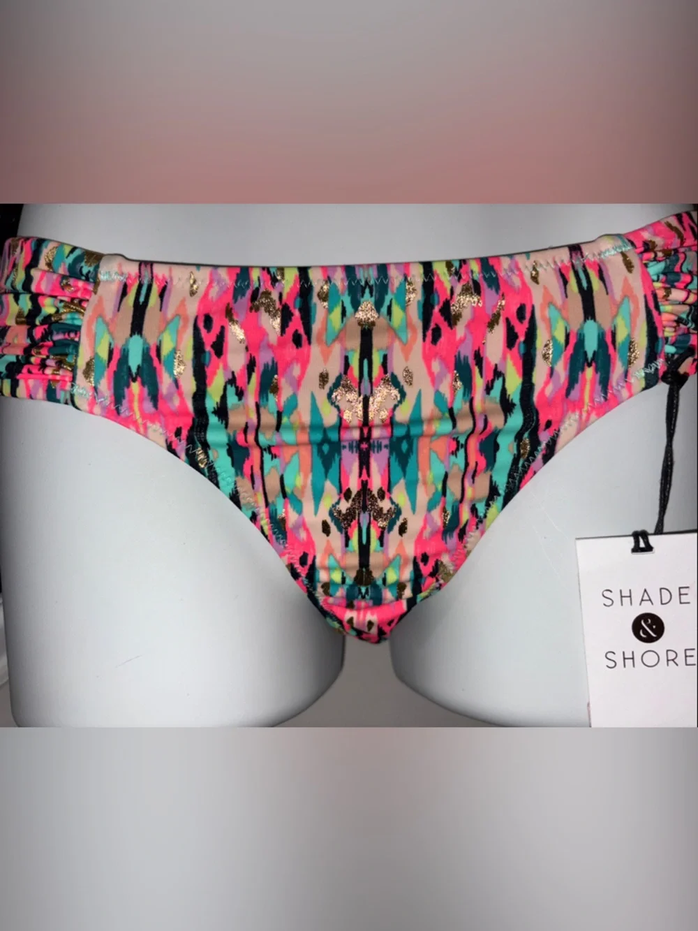 NWT Shade & Shore Neon Abstract Push-Up Bikini set 34DD & XS bottom - Picture 5 of 9